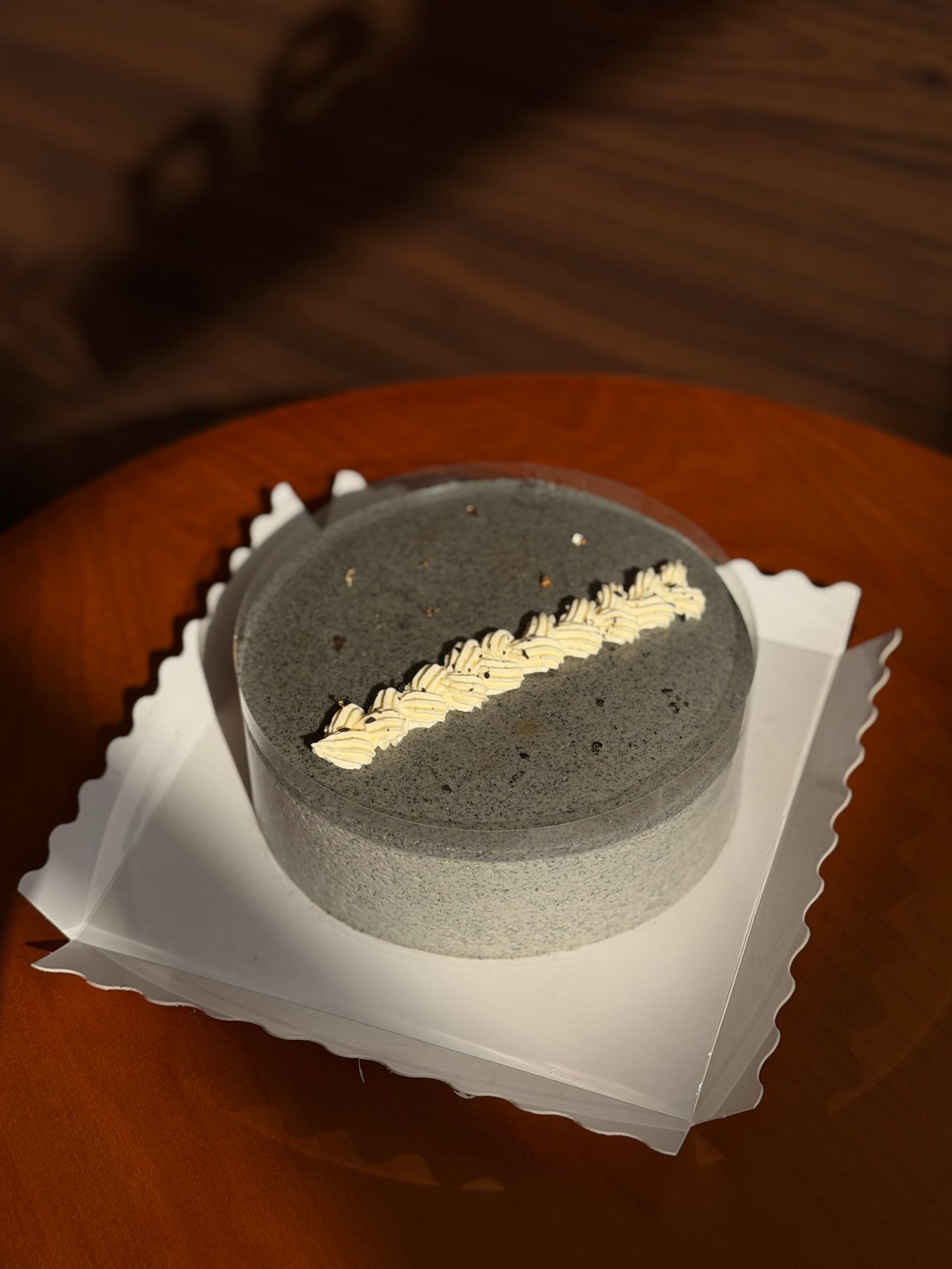 Black Sesame & Soy Mousse Cake